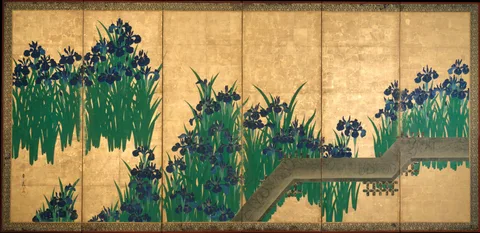 Decoshop Ogata Kōrin Irises at Yatsuhashi (Eight Bridges) Detay