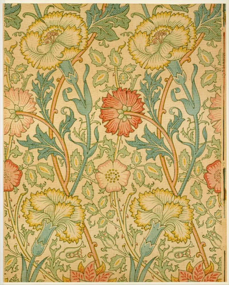 Decoshop William Morris Pink and Rose Deseni Baskı Detayı