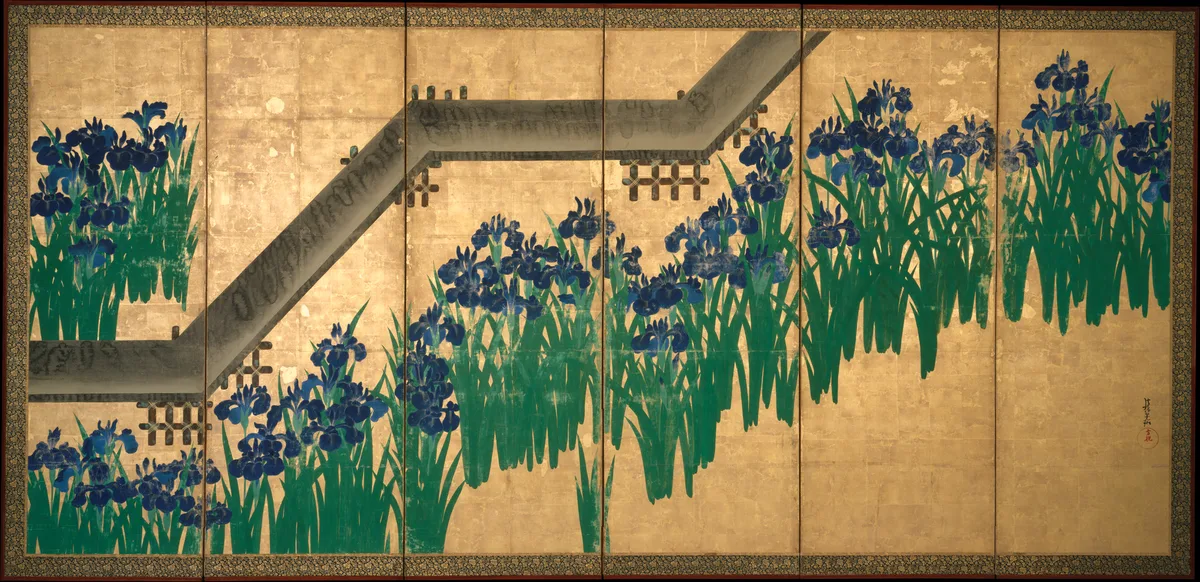 Decoshop Ogata Kōrin Irises at Yatsuhashi (Eight Bridges)