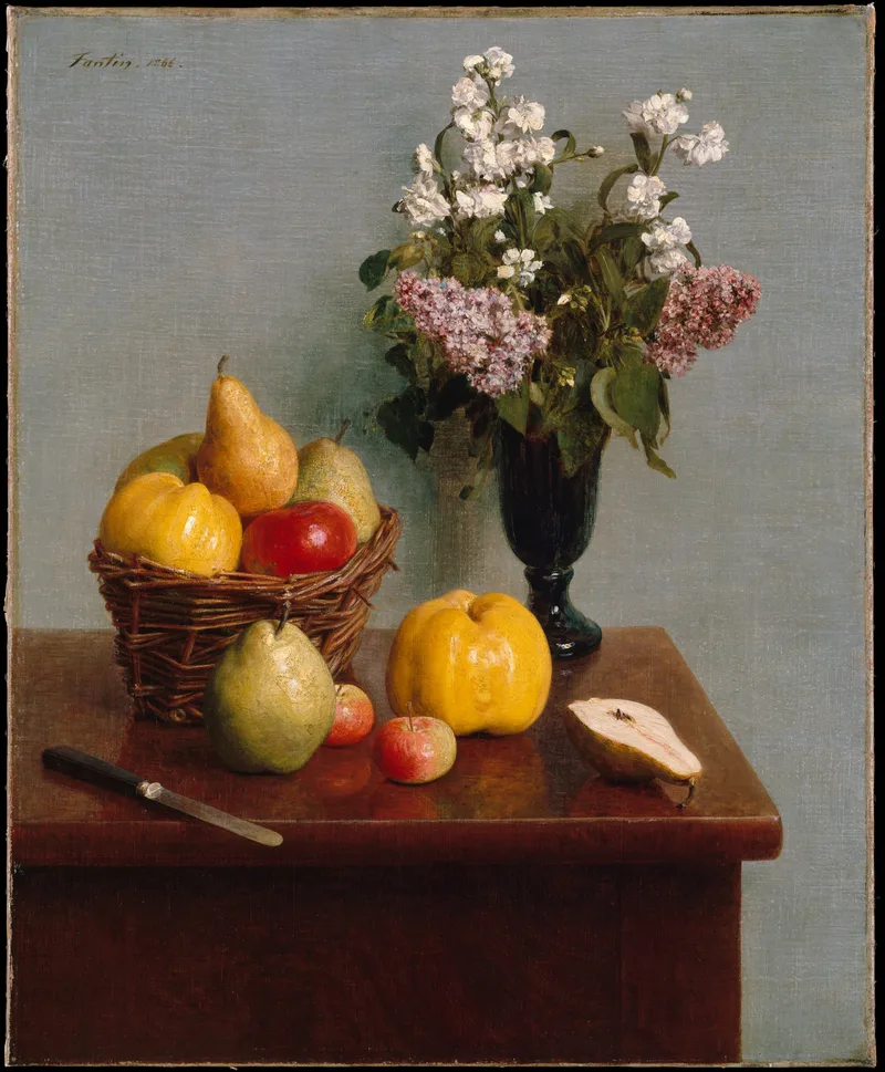 Decoshop Henri Fantin-Latour Çiçek ve Meyve Natürmortu Sanat Baskısı